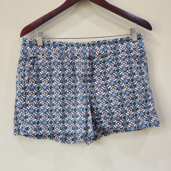 Loft Womens Floral Shorts Size 2 Blue White Summer Linen Blend Y2K Beachy - Picture 1 of 9